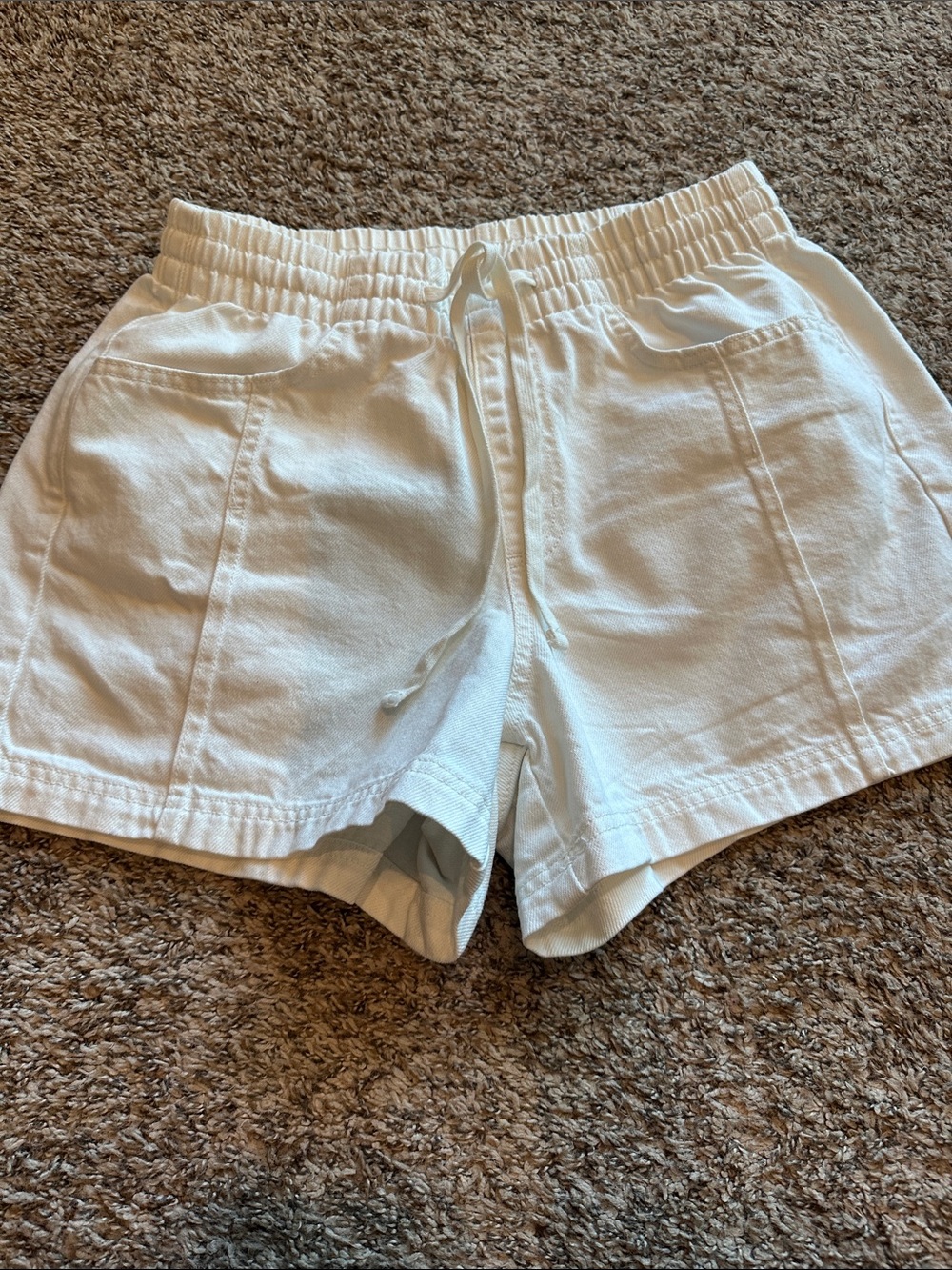 Universal Thread White Elastic Waist Drawstring  Denim Shorts